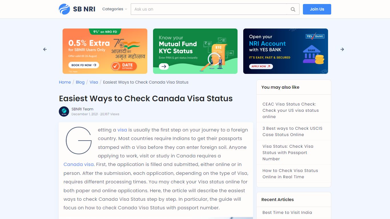 Easiest Ways to Check Canada Visa Status - SBNRI